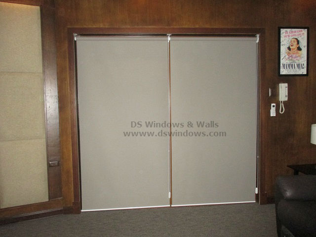 Blackout Roller Shades Mounted Inside Glass Door at Alabang, Muntinlupa City, Philippines