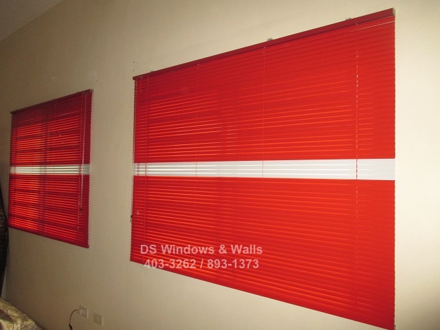 Red venetian blinds