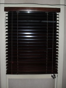 Ebony Wood Blinds (partially open)