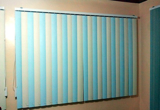 PVC Vertical Blinds " Cream & Blue" Installed at Las Piñas City, Philippines