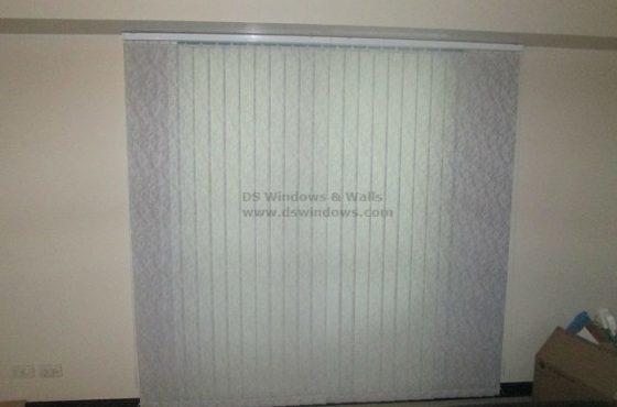 Fabric Vertical Blinds Installed in the Living Room