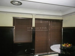 Fauxwood Blinds Installed in Dining Area