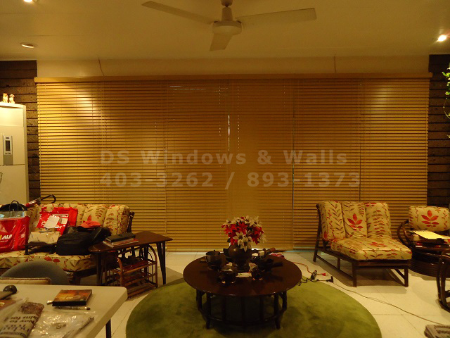 Faux wood blinds for living room