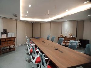 Roller shades conference room