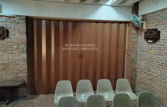 Brown folding doors chapel