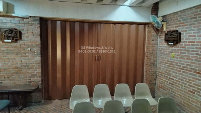 Brown folding doors chapel